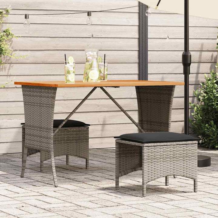 Gartentisch Mit Akazienholzplatte 105X75X72Cm Poly Rattan