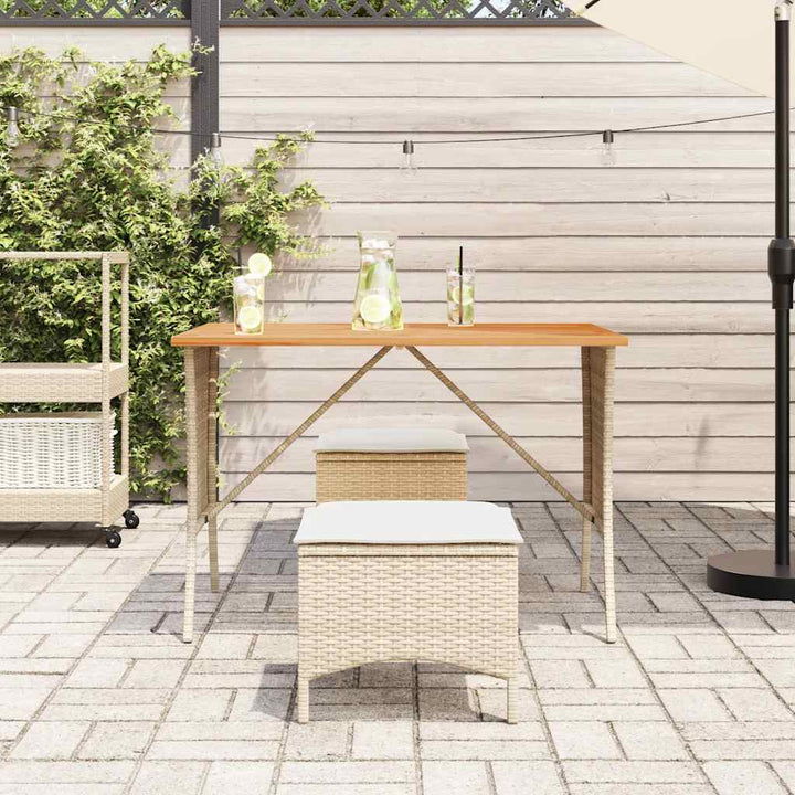 Gartentisch Mit Akazienholzplatte 105X75X72Cm Poly Rattan