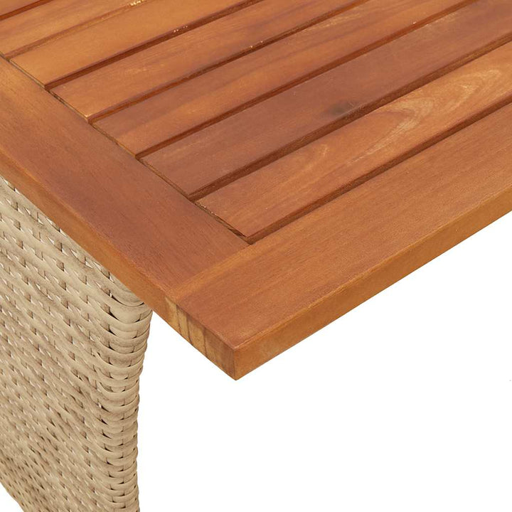 Gartentisch Mit Akazienholzplatte 105X75X72Cm Poly Rattan