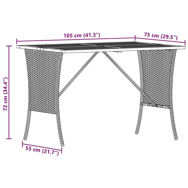 Gartentisch Mit Akazienholzplatte 105X75X72Cm Poly Rattan