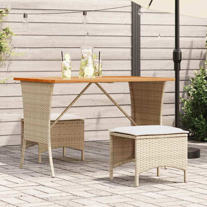 Gartentisch Mit Akazienholzplatte 105X75X72Cm Poly Rattan