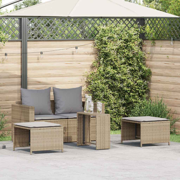 5-Tlg. Garten-Sofagarnitur Kissen Stapelbar Poly Rattan