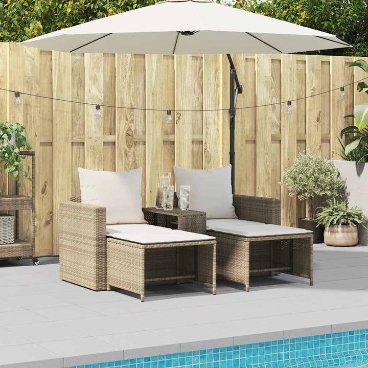 5-Tlg. Garten-Sofagarnitur Kissen Stapelbar Poly Rattan