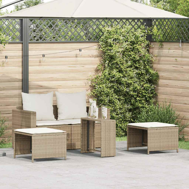 5-Tlg. Garten-Sofagarnitur Kissen Stapelbar Poly Rattan