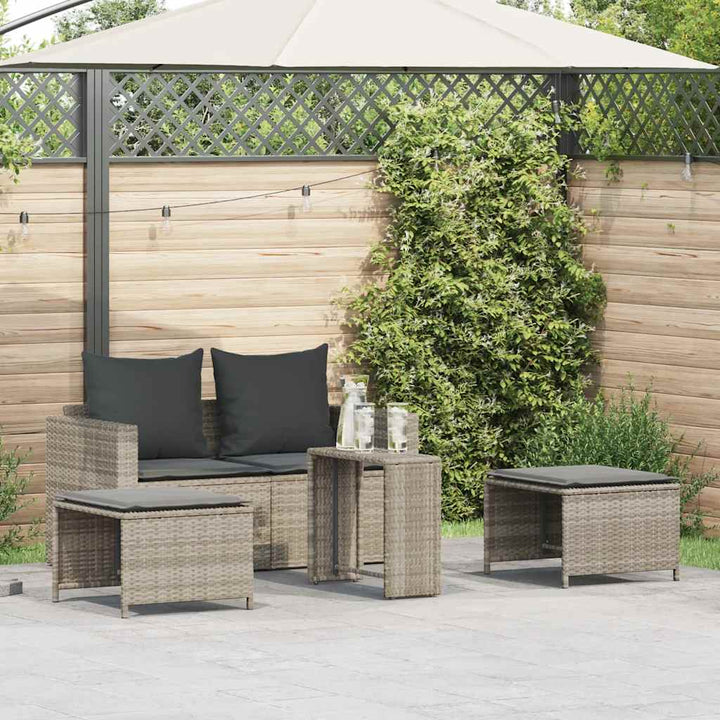 5-Tlg. Garten-Sofagarnitur Kissen Stapelbar Poly Rattan