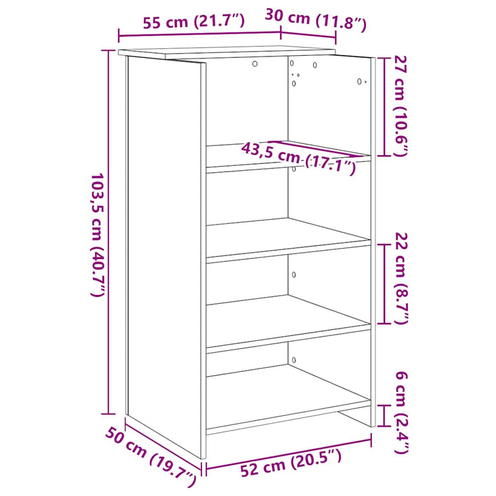 Empfangstheke Braun Eichen-Optik 55X50X103,5 Cm Holzwerkstoff