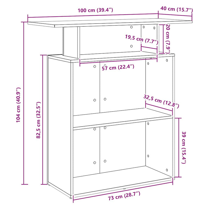 Empfangstheke Braun Eichen-Optik 100X40X104 Cm Holzwerkstoff