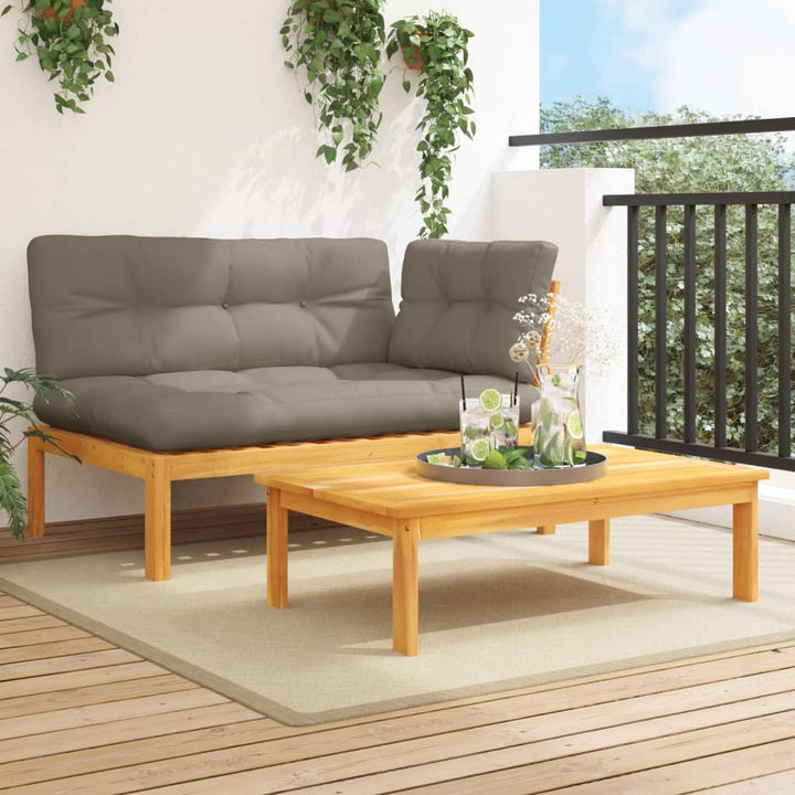 Garten-Mittelsofas Aus Paletten Mit Kissen 2 Stk. Akazienholz Taupe