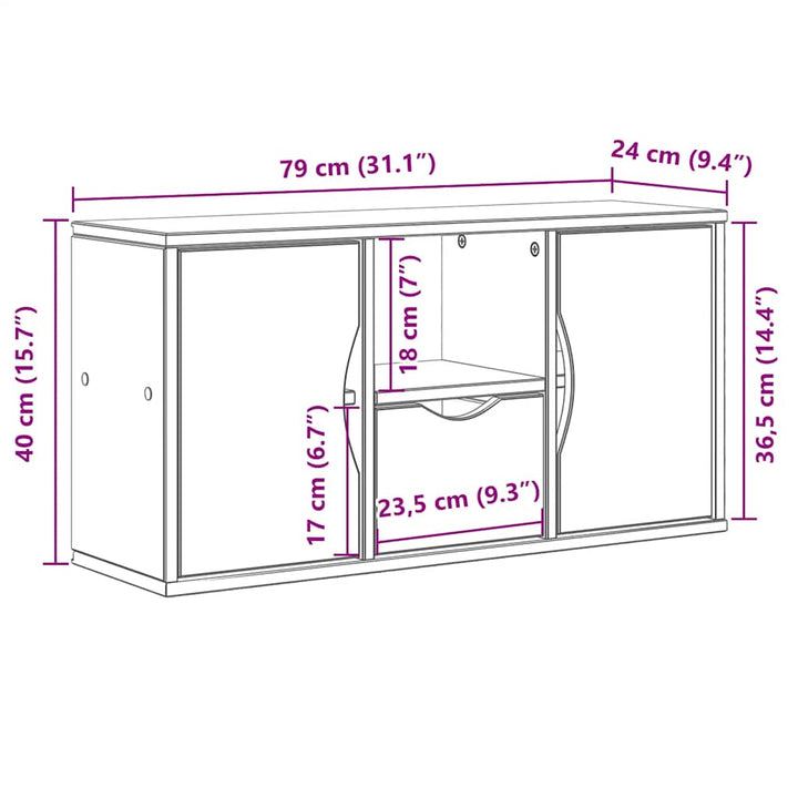 Tv-Schrank Mit Schublade 79X24X40 Cm Massivholz Kiefer