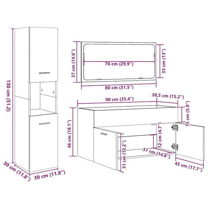 4-Tlg. Badmöbel-Set Holzwerkstoff