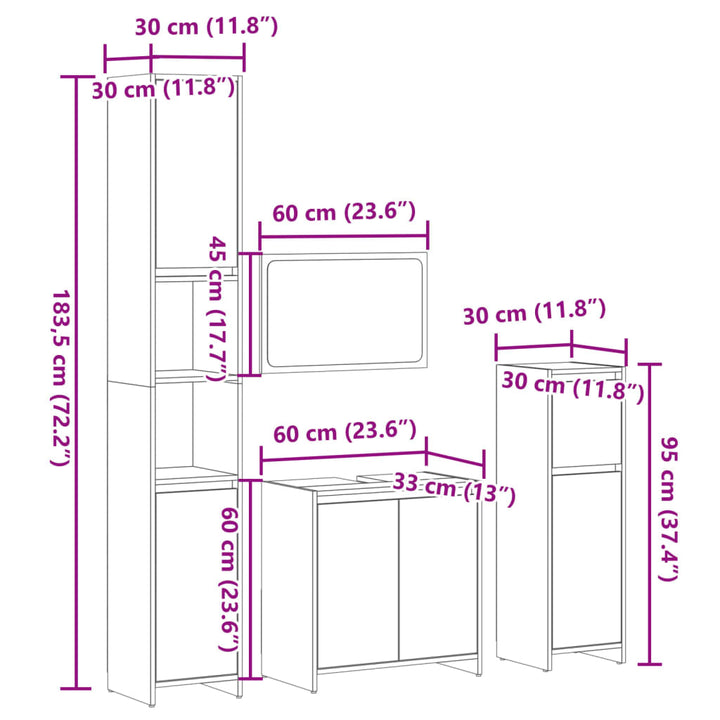 4-Tlg. Badmöbel-Set Sonoma-Eiche Holzwerkstoff