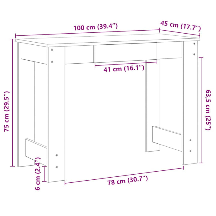 Schreibtisch -Optik 100X45X75 Cm Holzwerkstoff