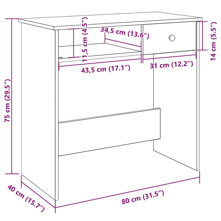 Schreibtisch 80X40X75 Cm Holzwerkstoff