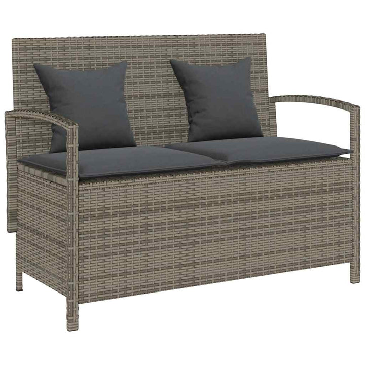 Gartenbank Mit Stauraum Und Kissen Beige Poly Rattan