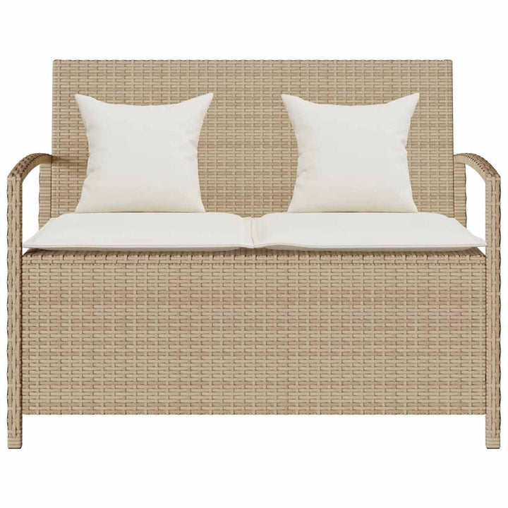 Gartenbank Mit Stauraum Und Kissen Beige Poly Rattan