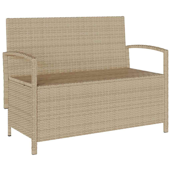 Gartenbank Mit Stauraum Und Kissen Beige Poly Rattan