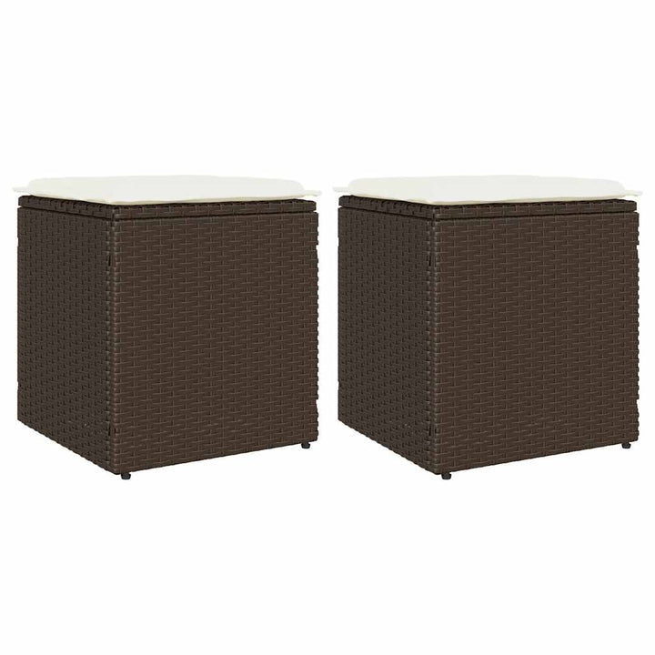 Gartenhocker Mit Kissen 2 Stk. 40X40X43 Cm Poly Rattan