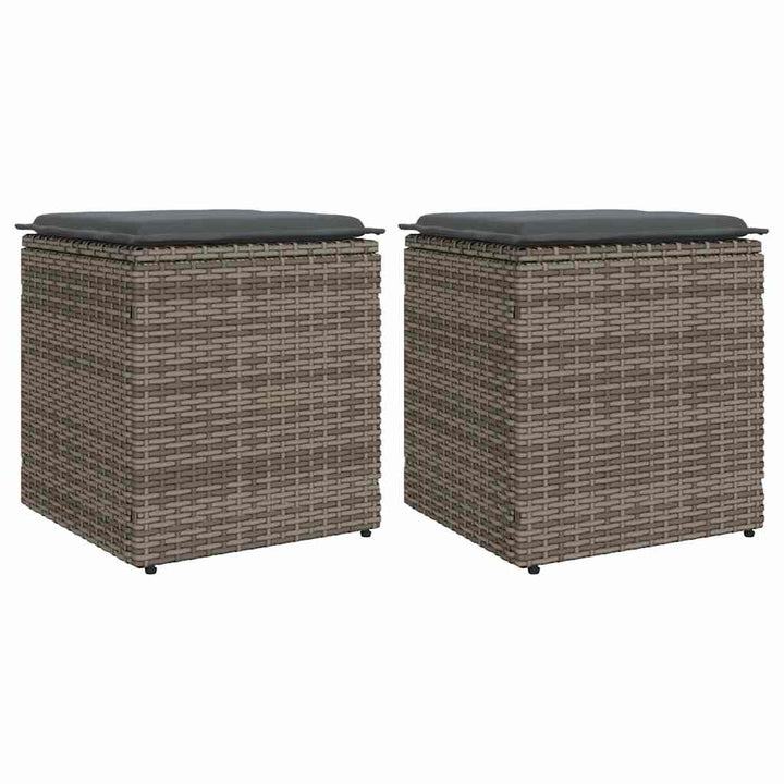 Gartenhocker Mit Kissen 2 Stk. 40X40X43 Cm Poly Rattan