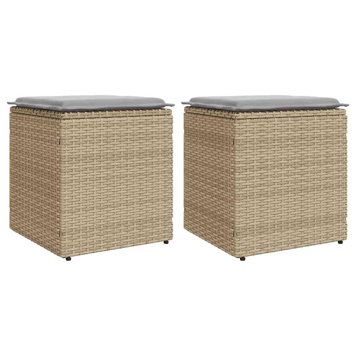 Gartenhocker Mit Kissen 2 Stk. 40X40X43 Cm Poly Rattan