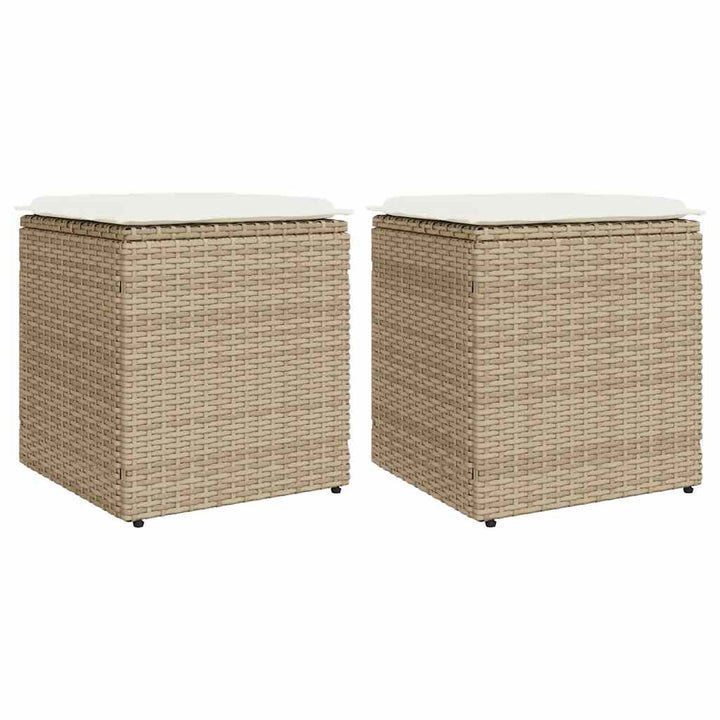 Gartenhocker Mit Kissen 2 Stk. 40X40X43 Cm Poly Rattan