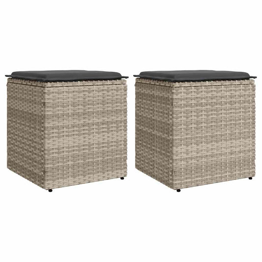 Gartenhocker Mit Kissen 2 Stk. 40X40X43 Cm Poly Rattan