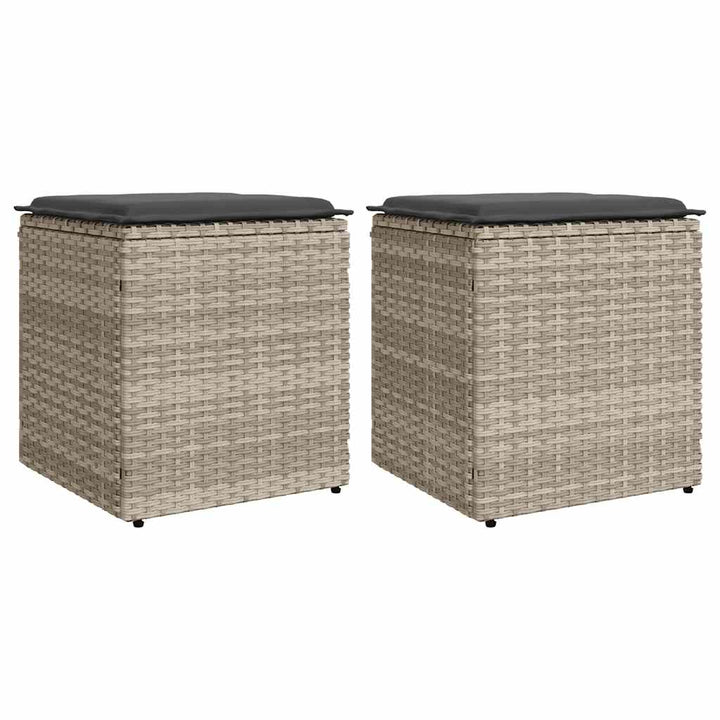 Gartenhocker Mit Kissen 2 Stk. 40X40X43 Cm Poly Rattan