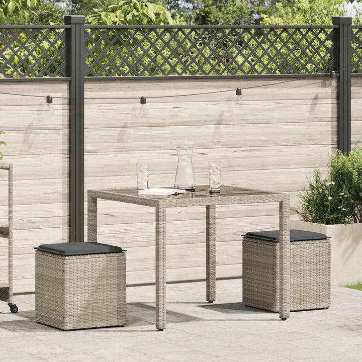 Gartenhocker Mit Kissen 2 Stk. 40X40X43 Cm Poly Rattan