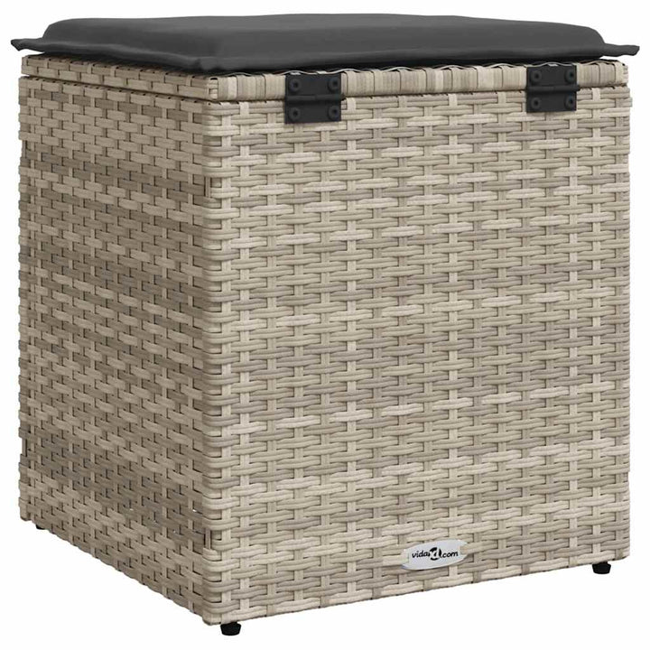 Gartenhocker Mit Kissen 2 Stk. 40X40X43 Cm Poly Rattan