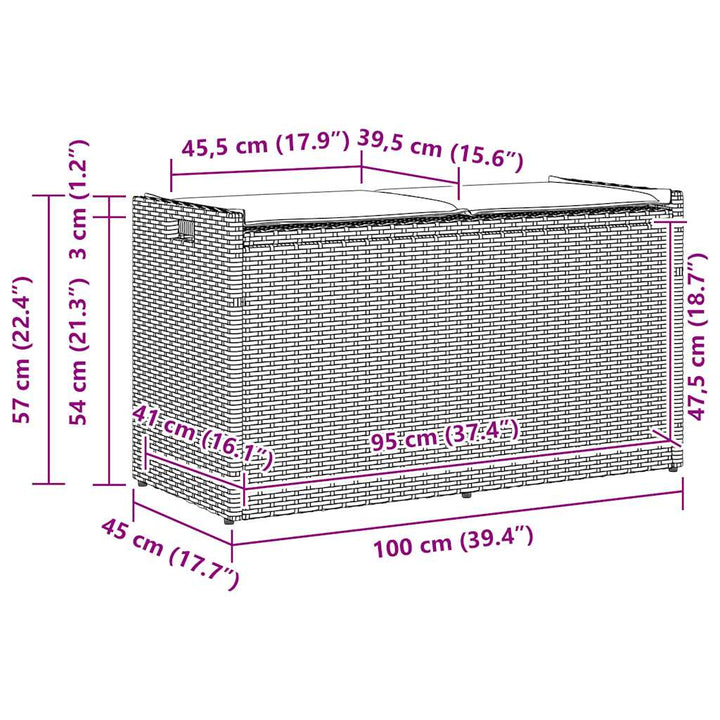 Outdoor-Sitzbank Mit Stauraum Und Kissen Schwarz 100 Cm