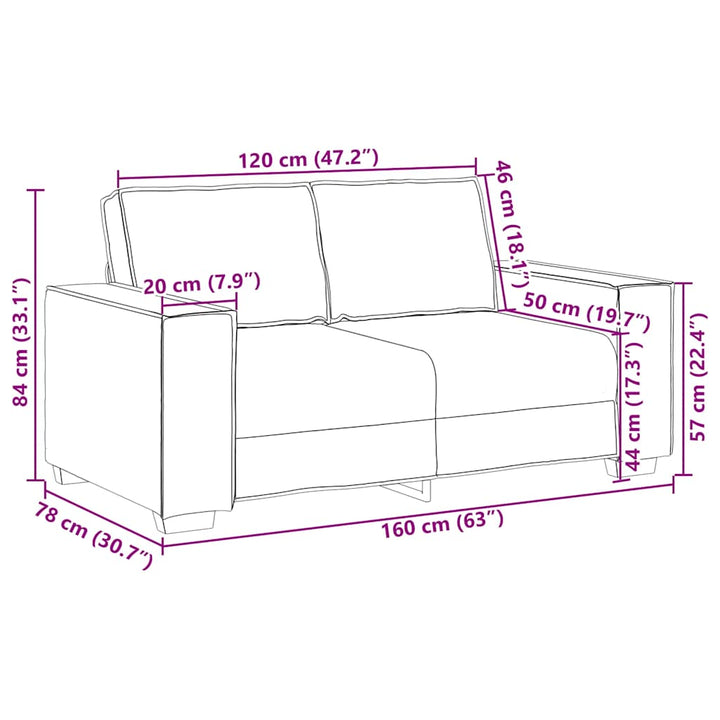 2-Sitzer-Sofa 120 Cm Samt