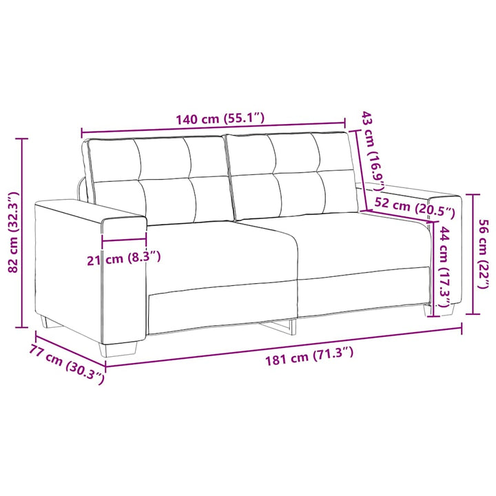 Zweisitzer-Sofa Schwarz 140 Cm Stoff