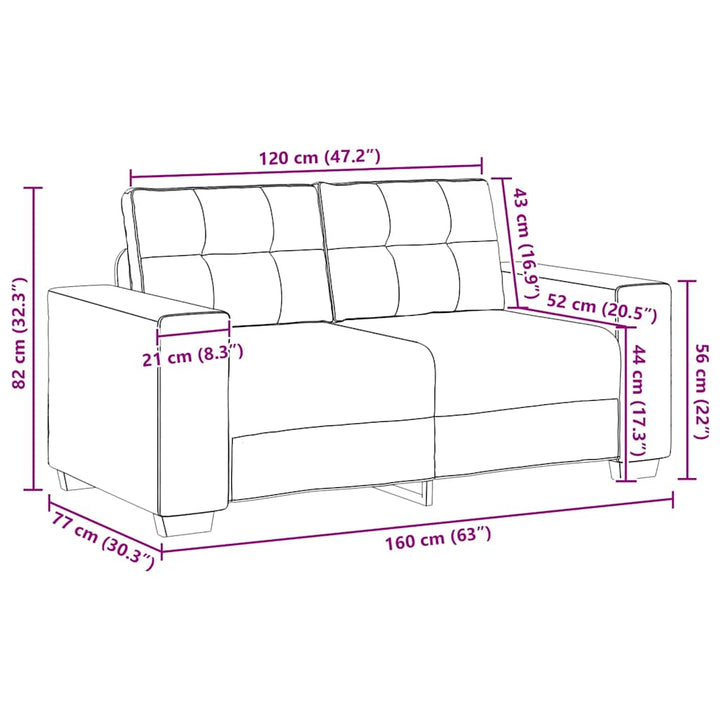 Zweisitzer-Sofa Rosa 120 Cm Samt