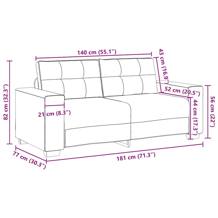 Zweisitzer-Sofa Dunkelgrau 140 Cm Samt