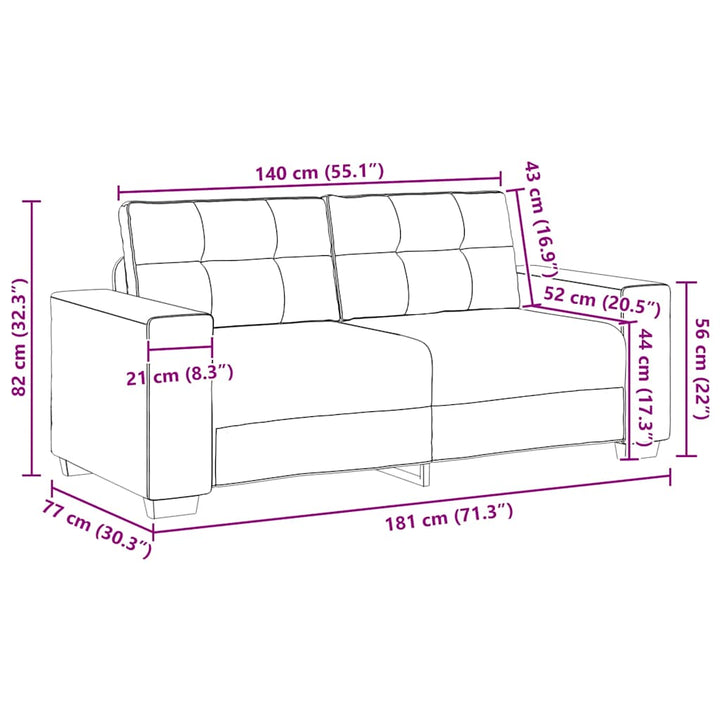 Zweisitzer-Sofa Rosa 140 Cm Samt