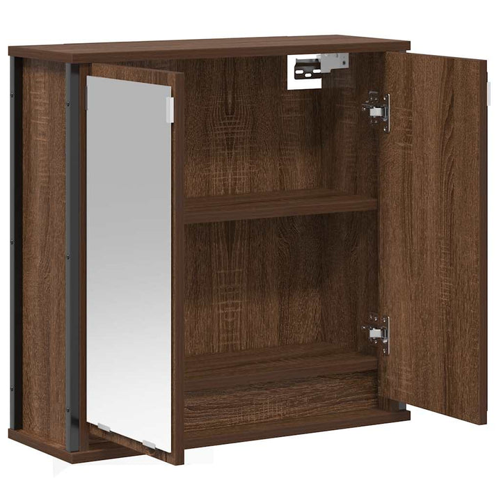 Bad-Wandschrank Mit Spiegel Braun Eichen-Optik 60X21X60 Cm