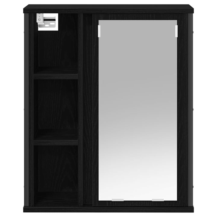 Bad-Wandschrank Mit Spiegel Schwarz Eichen-Optik 50X21X60 Cm