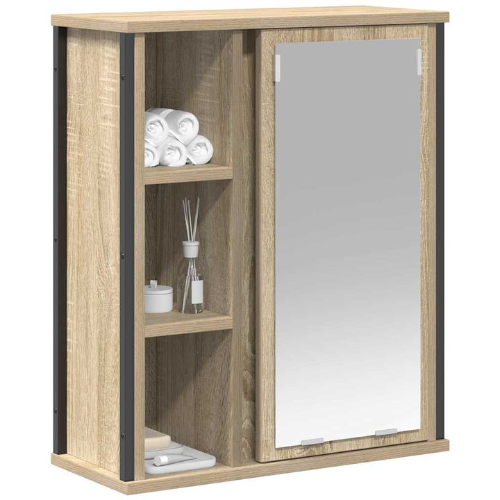 Bad-Wandschrank Mit Spiegel Sonoma-Eiche 50X21X60 Cm