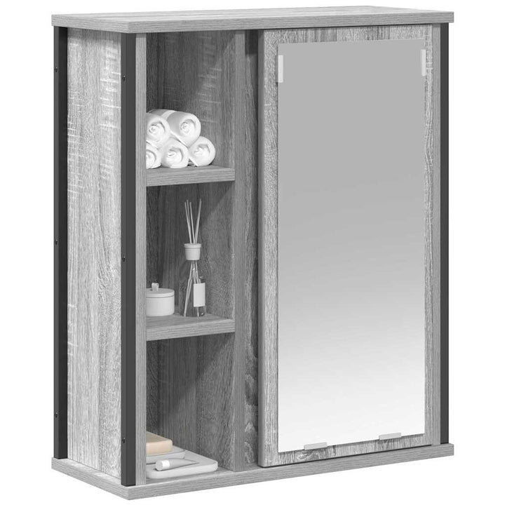 Bad-Wandschrank Mit Spiegel Grau Sonoma 50X21X60 Cm