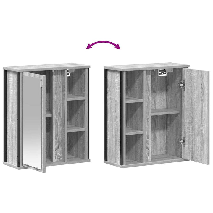 Bad-Wandschrank Mit Spiegel Grau Sonoma 50X21X60 Cm