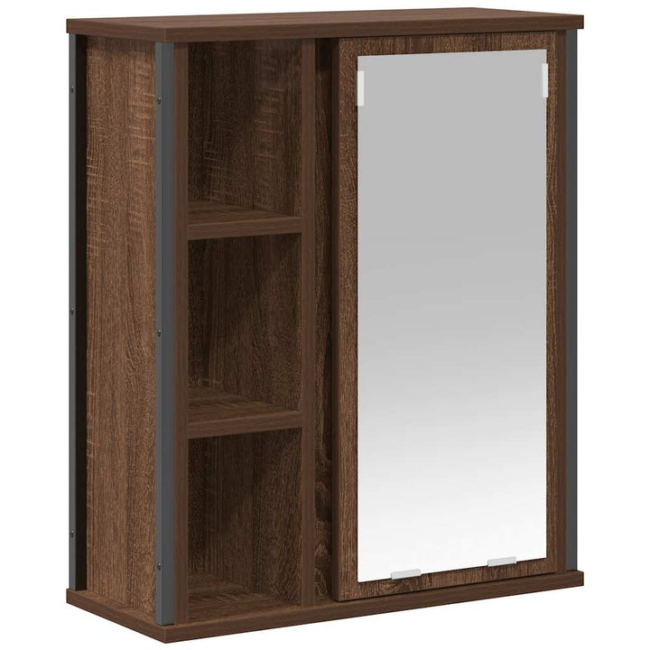 Bad-Wandschrank Mit Spiegel Braun Eichen-Optik 50X21X60 Cm Weiß