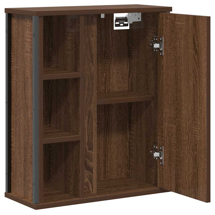 Bad-Wandschrank Mit Spiegel Braun Eichen-Optik 50X21X60 Cm Weiß