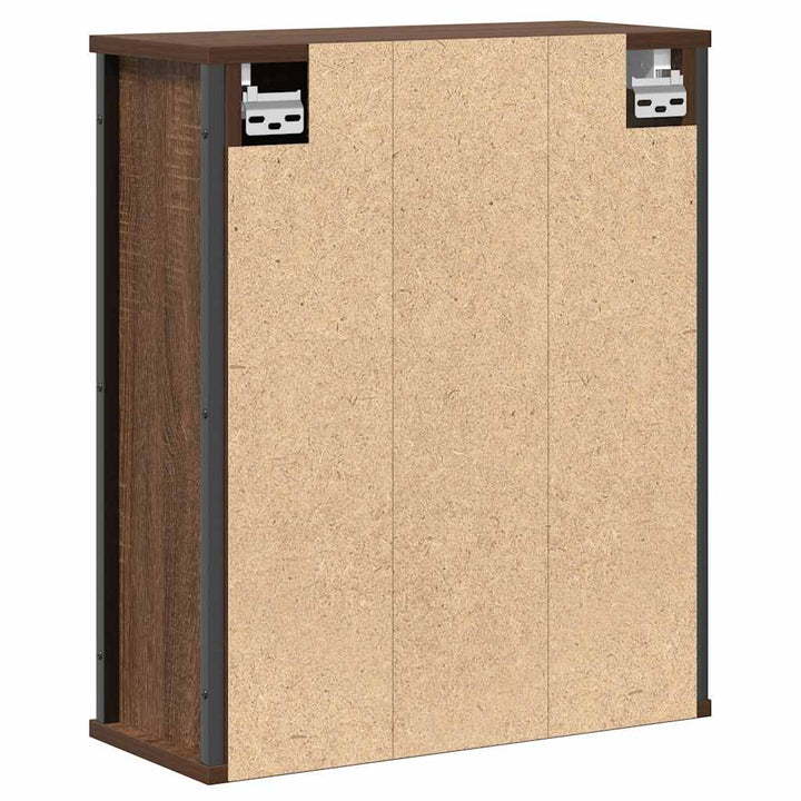 Bad-Wandschrank Mit Spiegel Braun Eichen-Optik 50X21X60 Cm Weiß