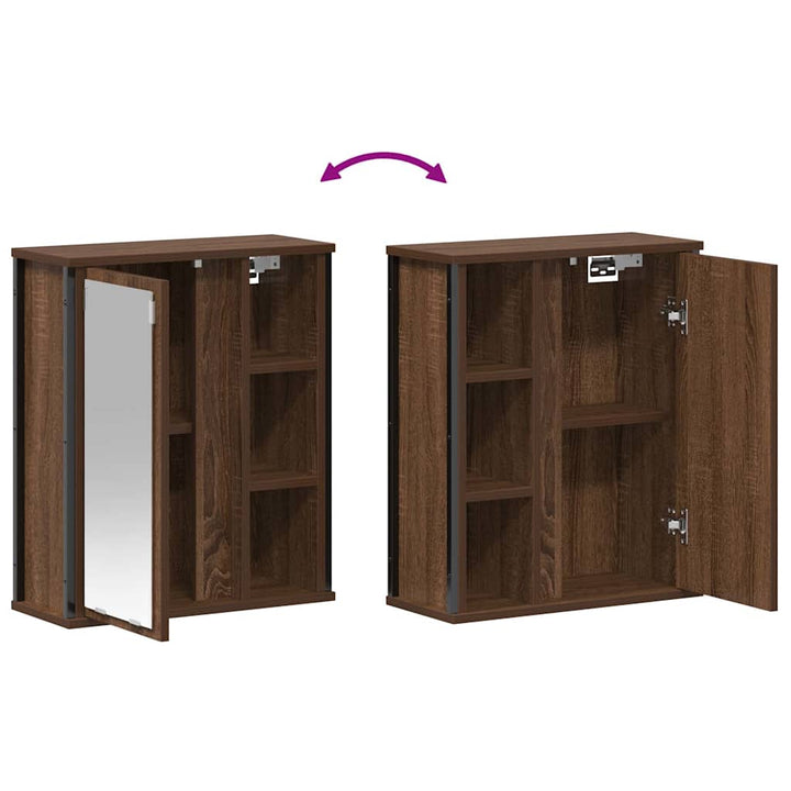 Bad-Wandschrank Mit Spiegel Braun Eichen-Optik 50X21X60 Cm Weiß