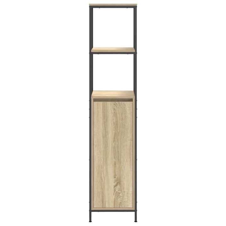 Badschrank Mit Regalen Sonoma-Eiche 36X35X165 Cm Schwarz