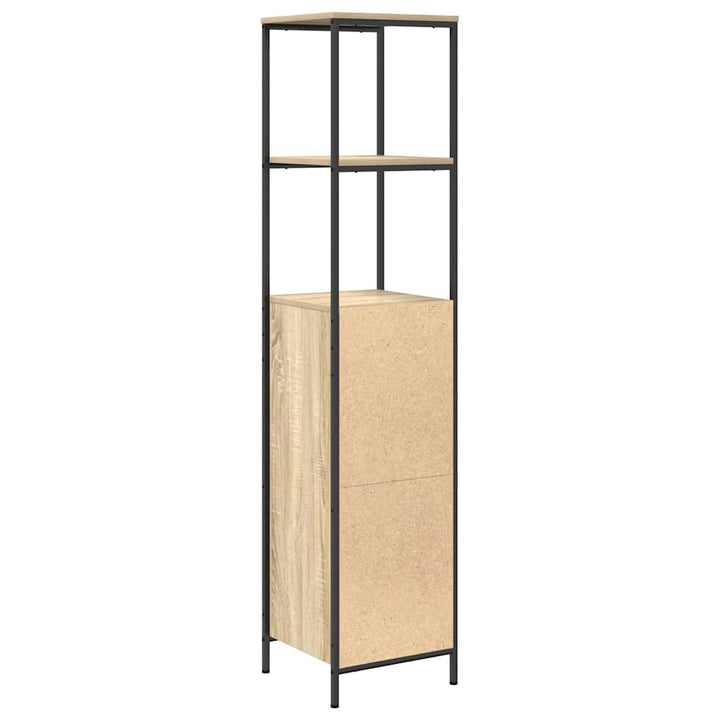 Badschrank Mit Regalen Sonoma-Eiche 36X35X165 Cm Schwarz