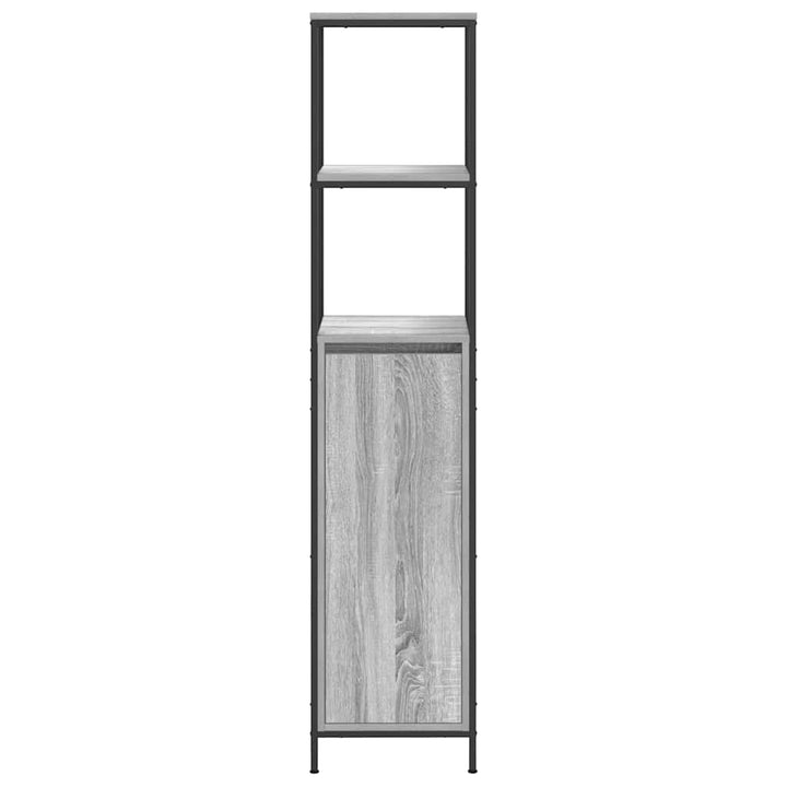 Badschrank Mit Regalen Grau Sonoma 36X35X165 Cm Weiß