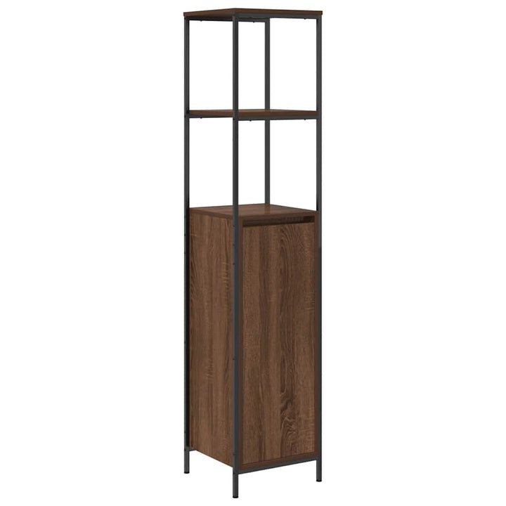 Badschrank Mit Regalen Braun Eichen-Optik 36X35X165 Cm