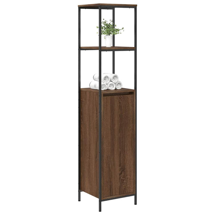 Badschrank Mit Regalen Braun Eichen-Optik 36X35X165 Cm