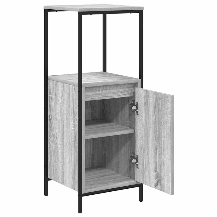 Badschrank Mit Regalen Grau Sonoma 36X35X95 Cm Schwarz