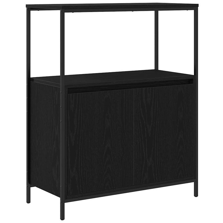 Badschrank Mit Regalen Schwarz Eichen-Optik 76,5X35X95 Cm Schwarz